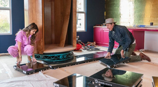 Alison Victoria and Ty Pennington assemble their 1970's Inspired Floor